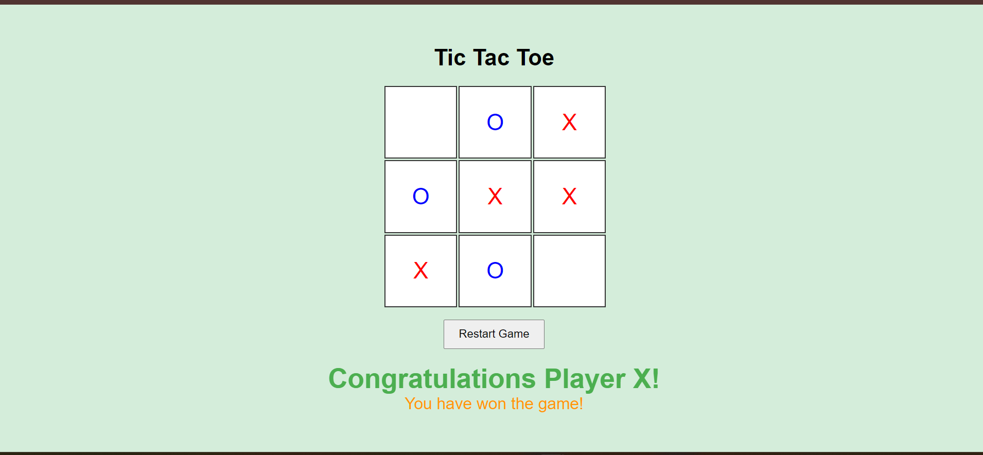 Tic Tac Toe Game